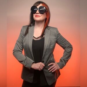 BANANA REPUBLIC / Gray & Black Polka dot Blazer / Size 4